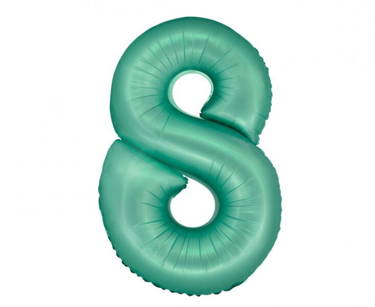 Matēts folija balons SMART cipars "8", mint krāsa, 76 cm