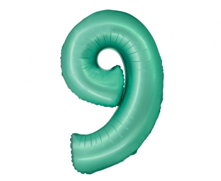 Matēts folija balons SMART cipars "9", mint krāsa, 76 cm
