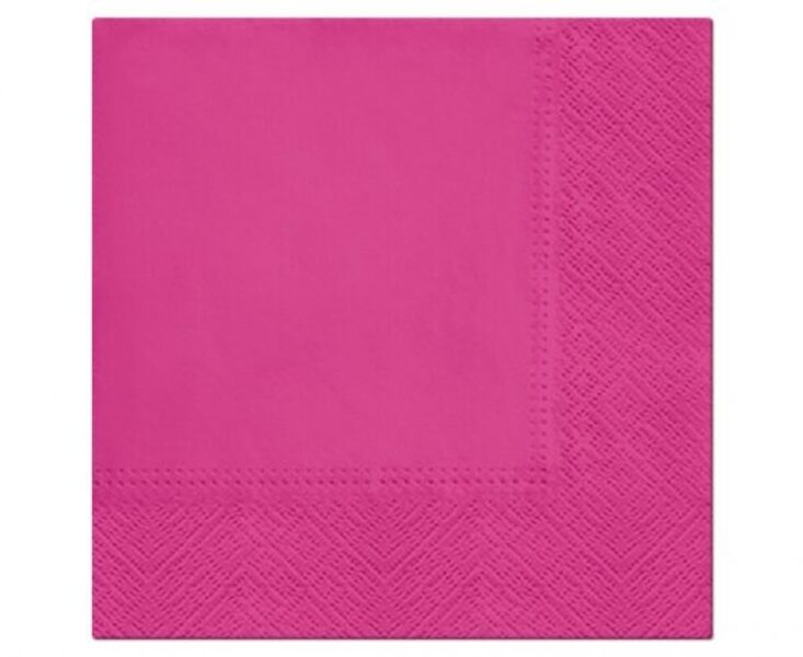 Vienkrāsainas salvetes, tumši rozā krāsa, 20 gb, 33x33 cm, 3 slāņi