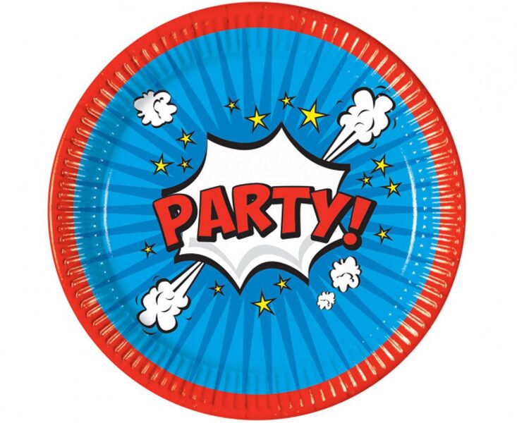 Papīra šķīviši "Boom Party", 23 cm, 8 gb