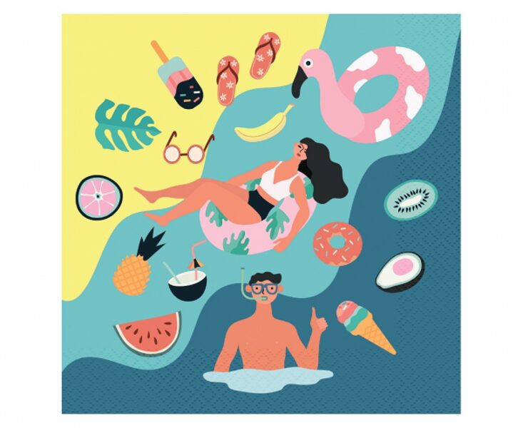 Salvetes "Pludmales ballīte", zilā krāsa, 20 gb