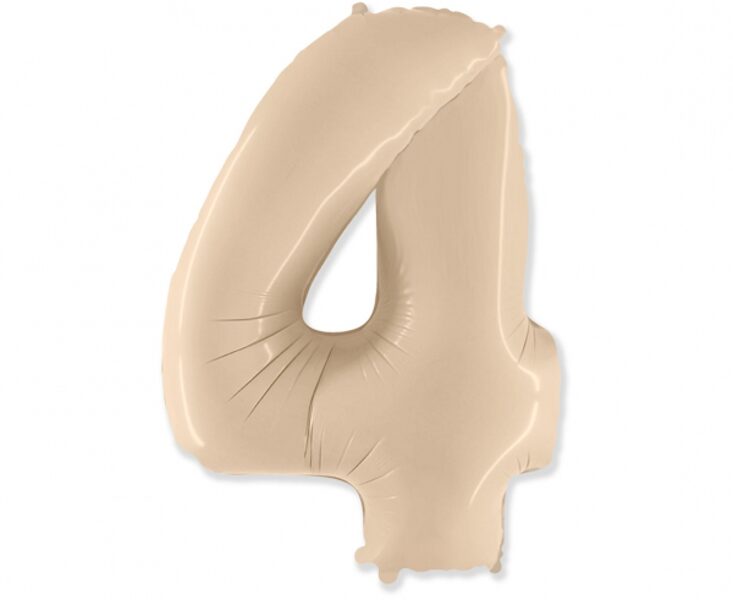 Folija balons "4", 90 cm, krēmkrāsa