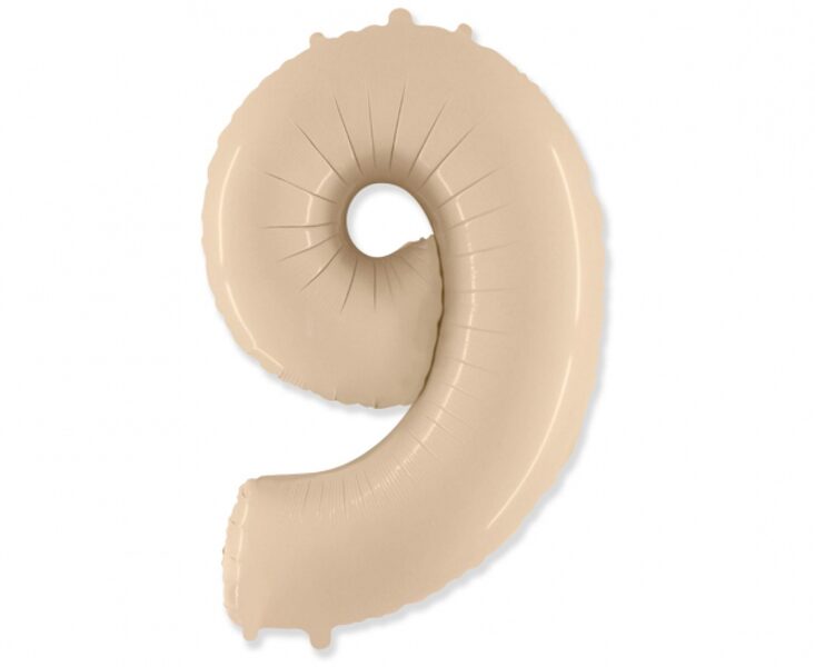 Folija balons "9", 90 cm, krēmkrāsa