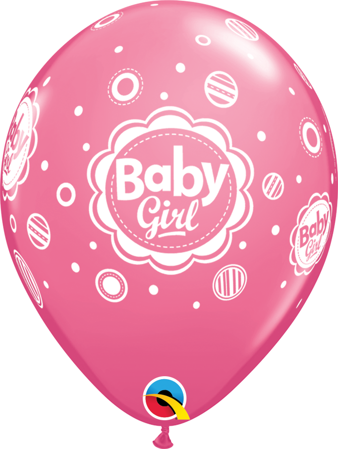 28 cm lateksa balons "Baby girl", meitene, fuksijas krāsa - 1 gb.