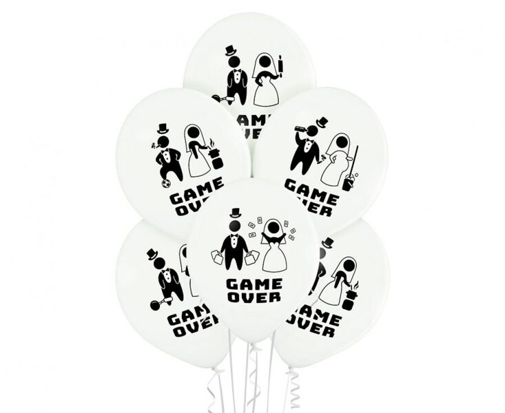 30 cm lateksa balonu komplekts "Game over", 6 baloni