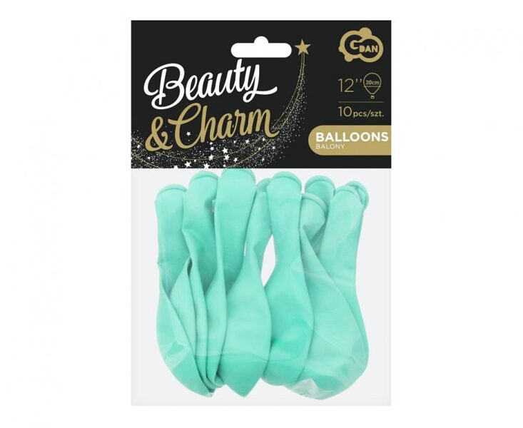 30 cm  baloni "Beauty&Charm", mint krāsa - 10 gb. iepakojumā