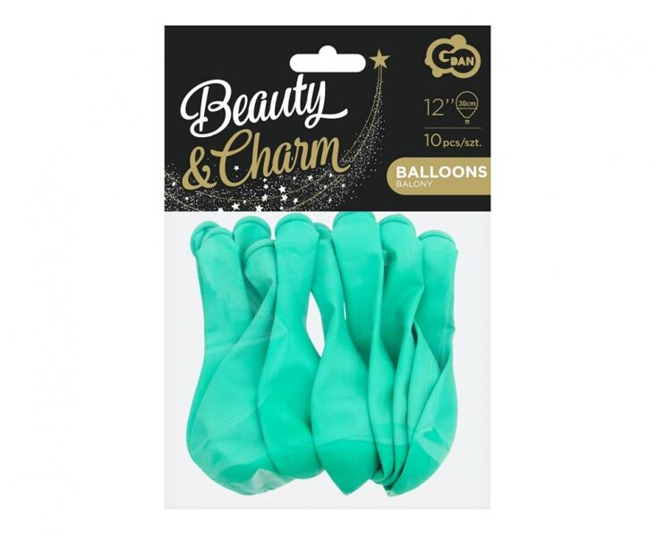 30 cm  baloni "Beauty&Charm", akvamarīna krāsa - 10 gb. iepakojumā