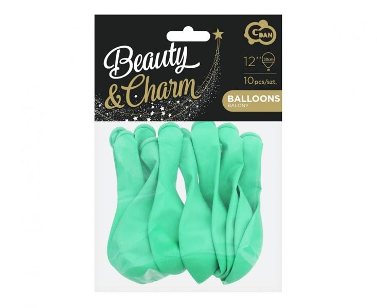 30 cm  baloni "Beauty&Charm", piparmētru krāsa - 10 gb. iepakojumā