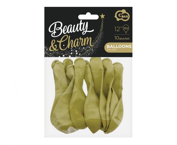30 cm  baloni "Beauty&Charm", olīvu krāsa - 10 gb. iepakojumā