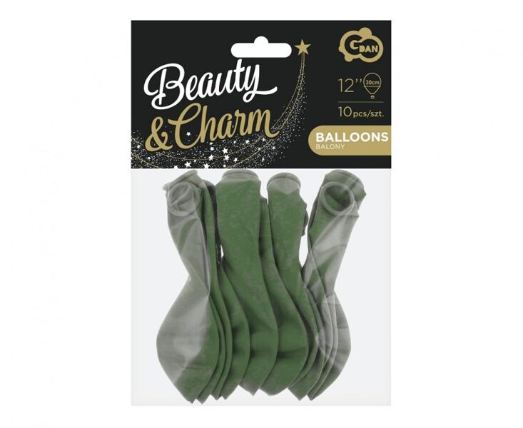 30 cm  baloni "Beauty&Charm", zaļganpelēkā  krāsa - 10 gb. iepakojumā