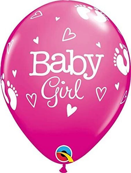 28 cm lateksa balons "Pēdiņas - Baby girl", rozā krāsa - 1 gb.