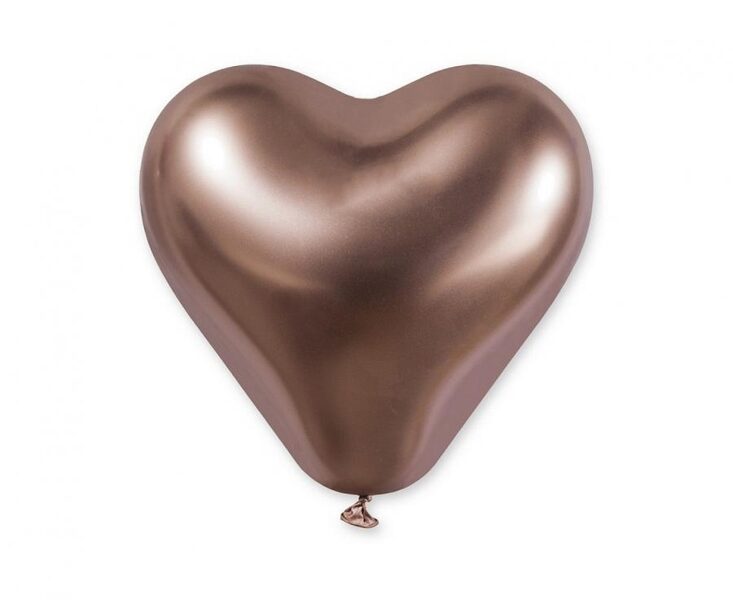 30 cm hromēts sirds formas balons, rozā zelts krāsa, GEMAR - 1 gb.