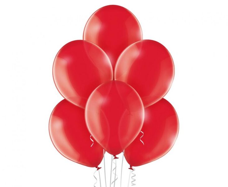 30 cm balons "Crystal", caurspīdīgs, sarkanā krāsa - 1 gb.