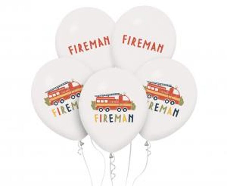 5gb, 30 cm lateksa balonu "FIREMAN"  komplekts 