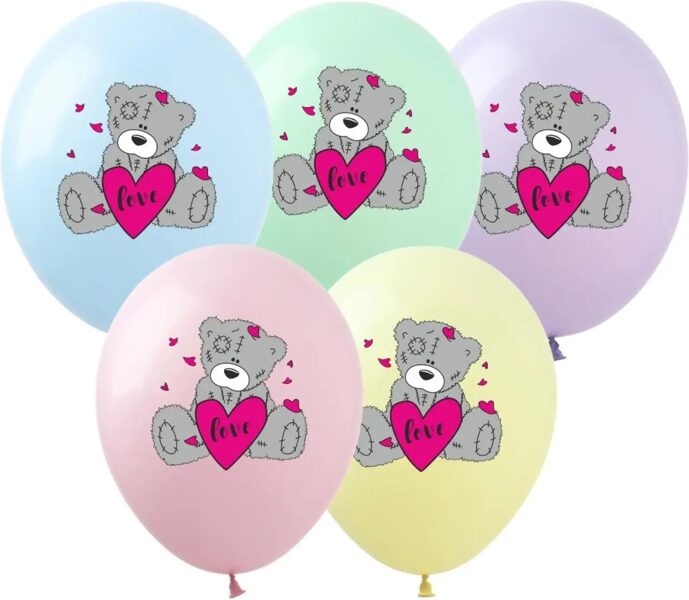 30 cm lateksa balons Love Teddy - 1 gb.