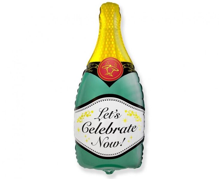 Folija balons "Šampanieša pudele - let`s celebrate", 61 cm