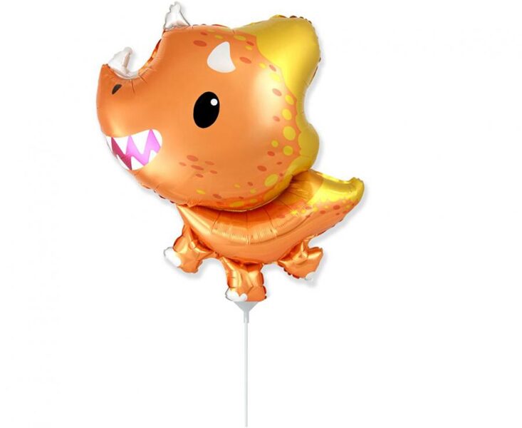 Folija MINI balons "Triceratops - mazulis", oranžā, ap 30 cm, 1 gb