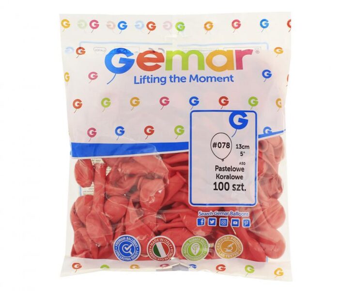 13 cm balons, koraļļu krāsa - 100 gb iepakojums