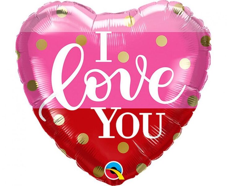 Folija balons "I love you", sirds formā, 46 cm