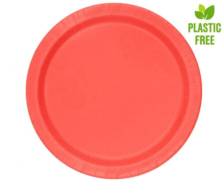 Papīra šķīvīši, sarkanā krāsa, 21,9 cm, 8 gb