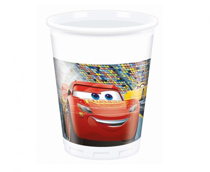 Plastikāta glāzes "Cars - Vāģi", 8 gb, 200 ml