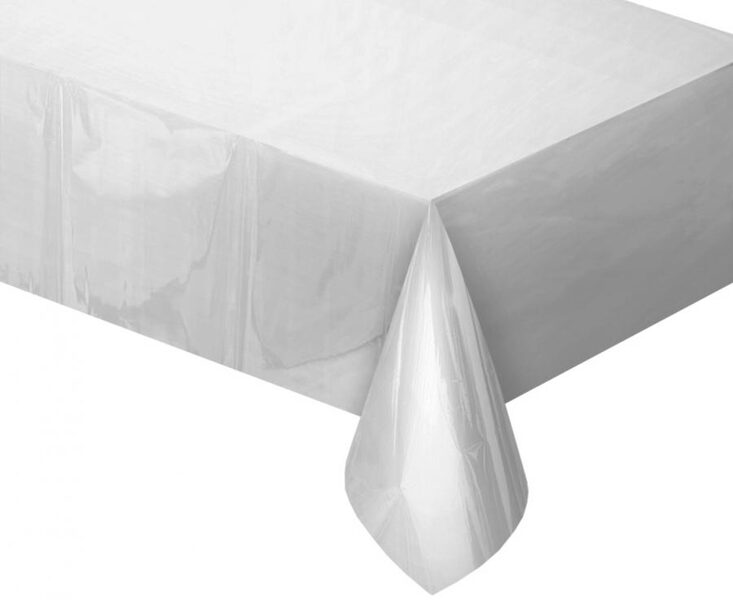 Spīdīgs folija galdauts, sudraba krāsa, 137 x 183 cm