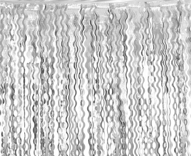 Lietutiņa aizkars, sudrabs, viļņains, 100x200 cm
