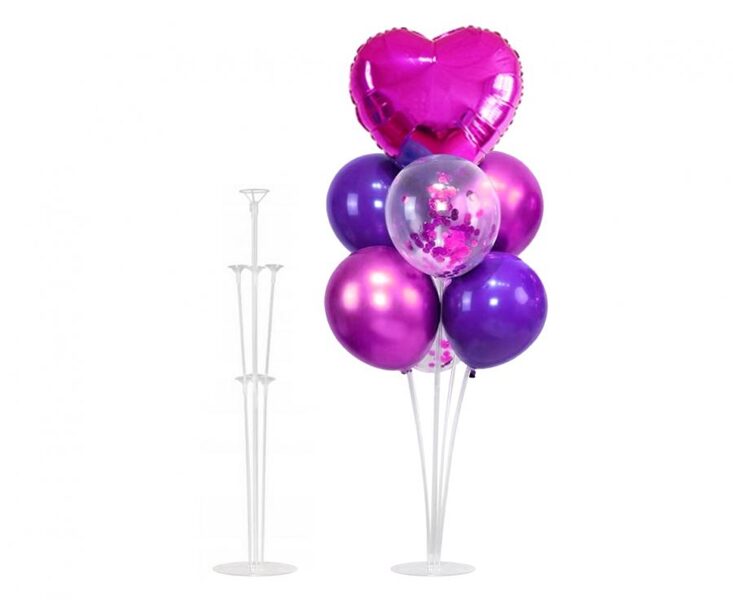 Plastikāta statīvs 6 gaisa baloniem un 1 folija balonam. Augstums - 70 cm. Baloni nav iekļauti komplektā.