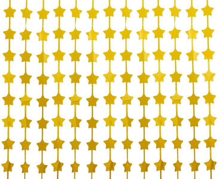 Lietutiņa aizkars, matēta zelta krāsa, zvaigznes, 100 x 200 cm