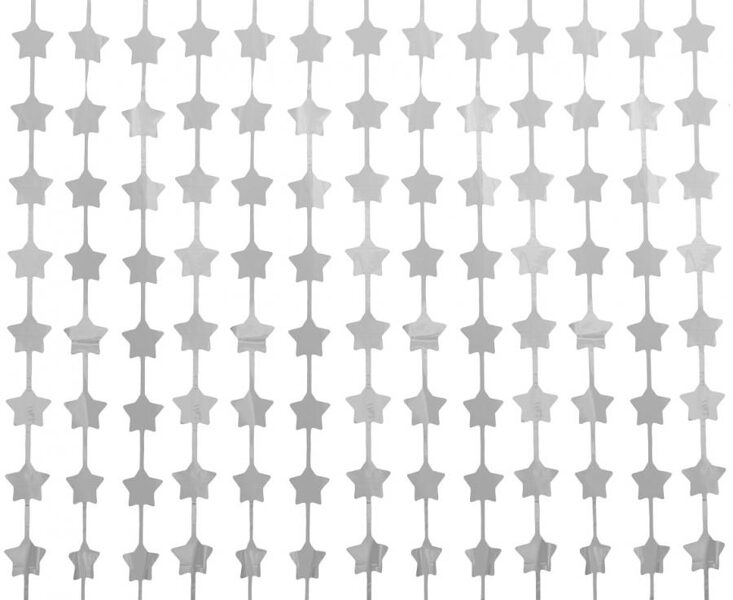 Lietutiņa aizkars, matēta sudraba krāsa, zvaigznes, 100 x 200 cm
