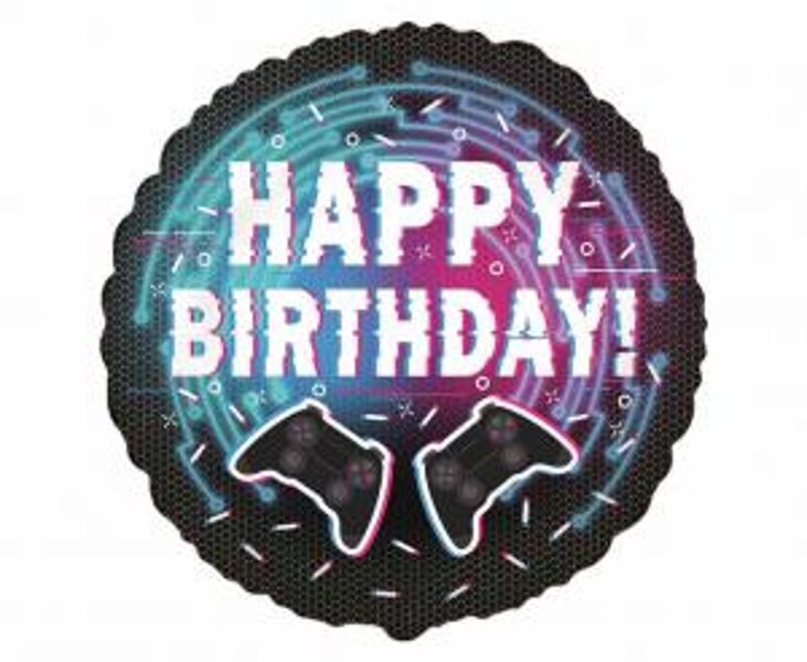 Folija balons "Happy Birthday - Play Station", 45 cm