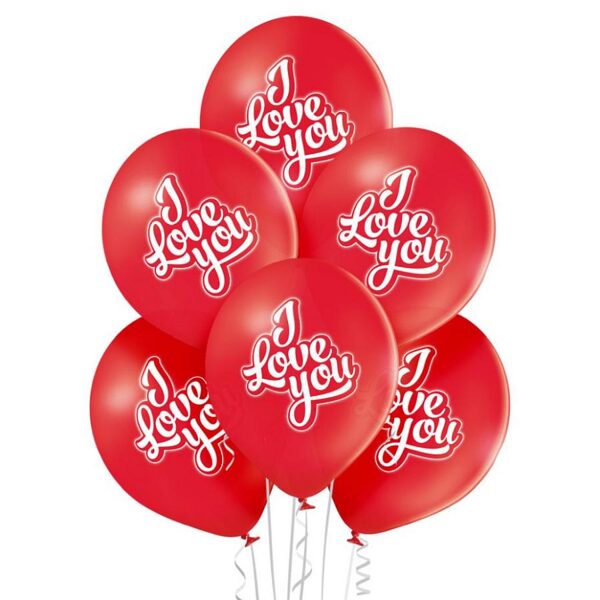 30 cm lateksa balonu komplekts "I love you", 6 baloni