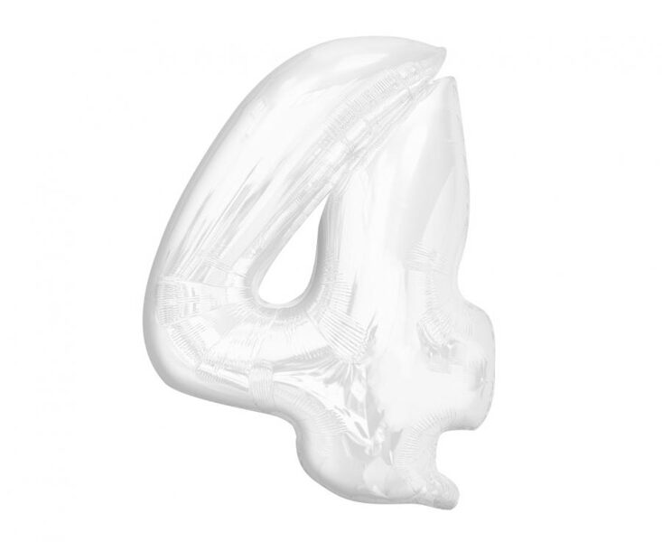 Folija balons "4", 92 cm, balta krāsa