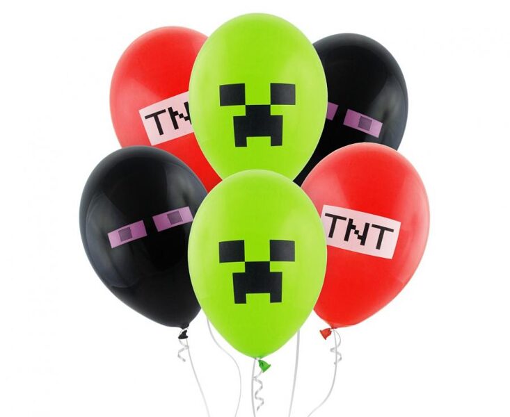 6gb, 30 cm lateksa balonu "Minecraft"  komplekts 