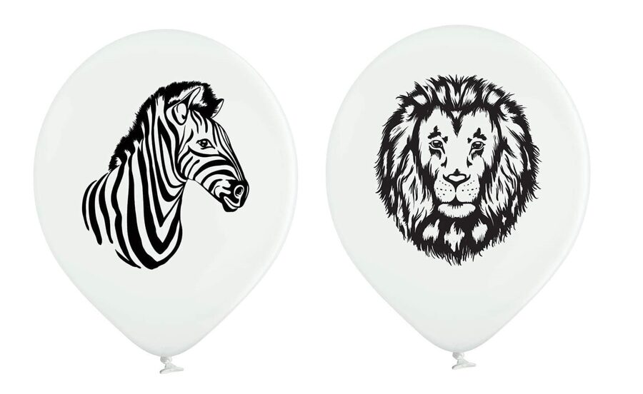 30 cm lateksa balons "Zebra-Lauva" - 1 gb.