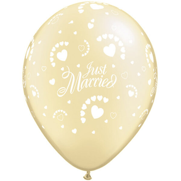 30 cm dzeltens lateksa balons ar uzrakstu "Just Marriade" - 1 gb