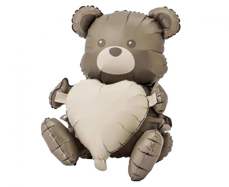 Folija balons "Lācis ar sirdi", 55 x 41 x 33cm (piepūšams ar gaisu)