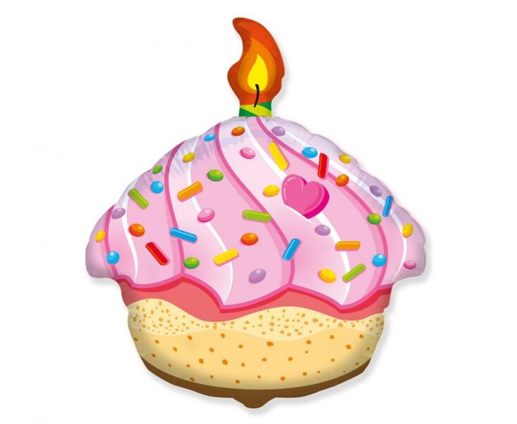 Folija balons "Kūka ar sveci", 60 cm