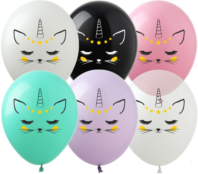 30 cm lateksa balons "Kaķis vienradzis" - 1 gb.