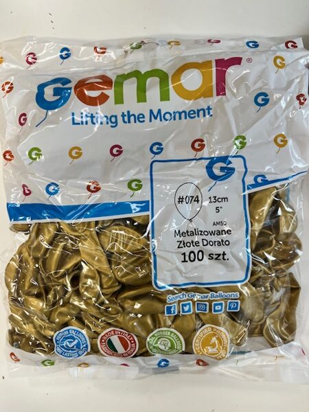 13 cm perlamutra balons, zelta krāsa, gaiša - 100 gb iepakojums