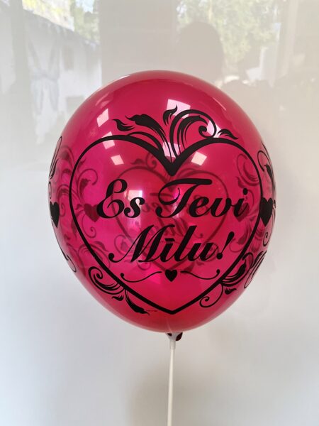 30 cm lateksa balons ar uzrakstu "Es tevi mīlu", tumši rozā - 1 gb.