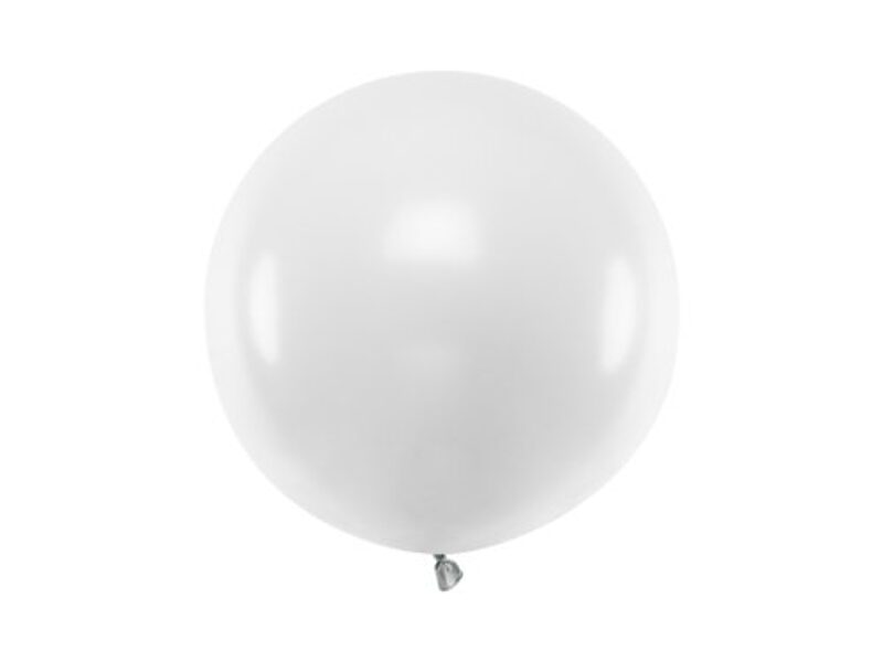 60 cm lateksa balons, baltā krāsa, pastelis - 1 gb.