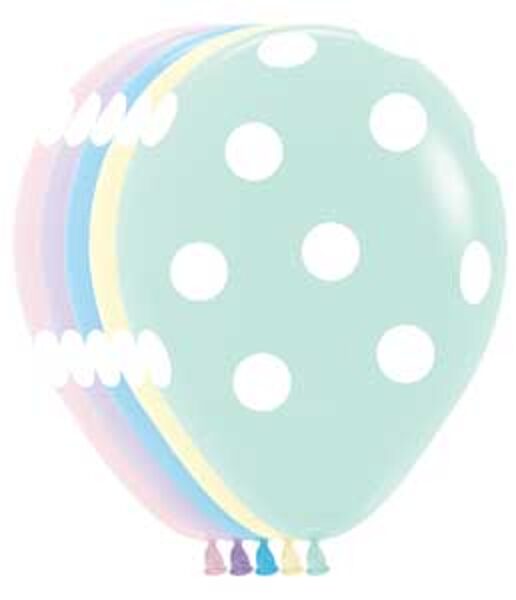 30 cm gaiši mint lateksa balons ar baltiem punktiņiem - 1 gb.