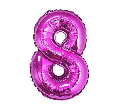 Folija balons "8", 85 cm, spilgti rozā krāsa