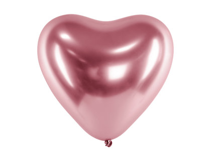 30 cm hromēts sirds formas balons, rozā krāsa - 1 gb.
