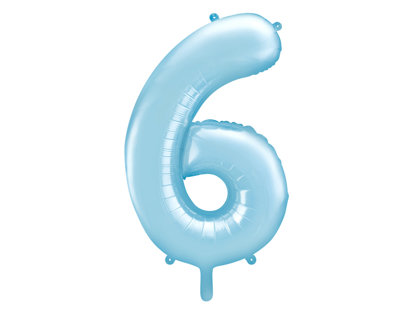 Folija balons "6", 86 cm, gaiši zilā krāsa