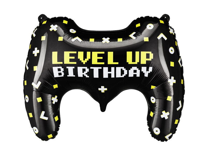 Folija balons "Datorspēļu kontrolieris, Game pad, Level up Birthday", 60 x 45 cm