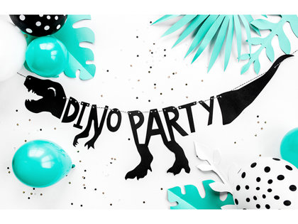 Baneris "Dino party", melns, 20x90 cm