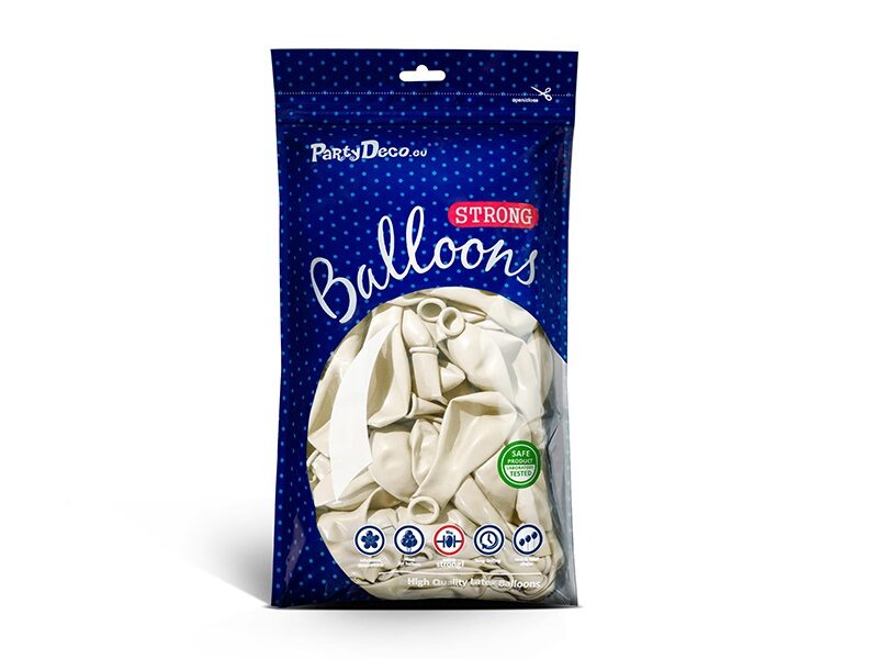 13 cm balons, baltā krāsa - 100 gb iepakojums