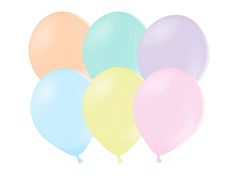 Balonu iepakojums, 100 gb., 23 cm, krāsaini, pasteļtoņi
